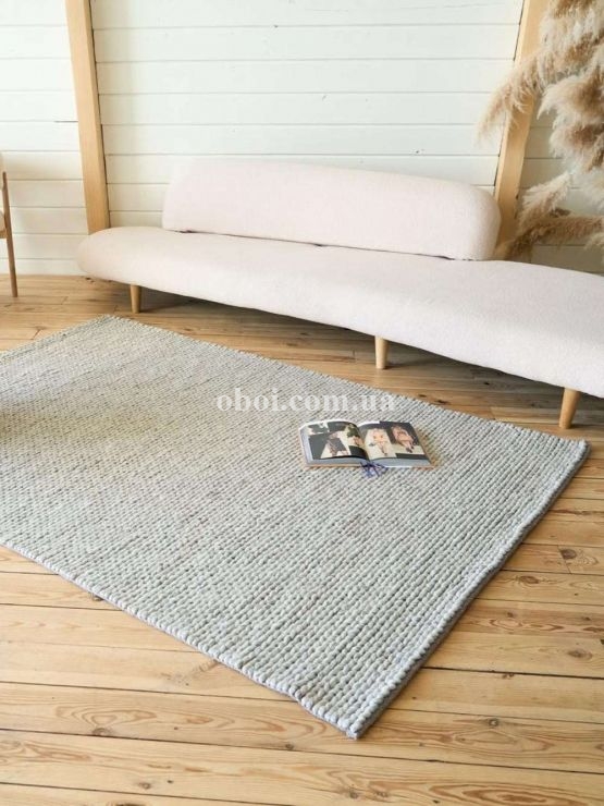 Ковер на пол Rugs Palace из материала Шерсть, Коттон, цвет: Серебро в интерьере