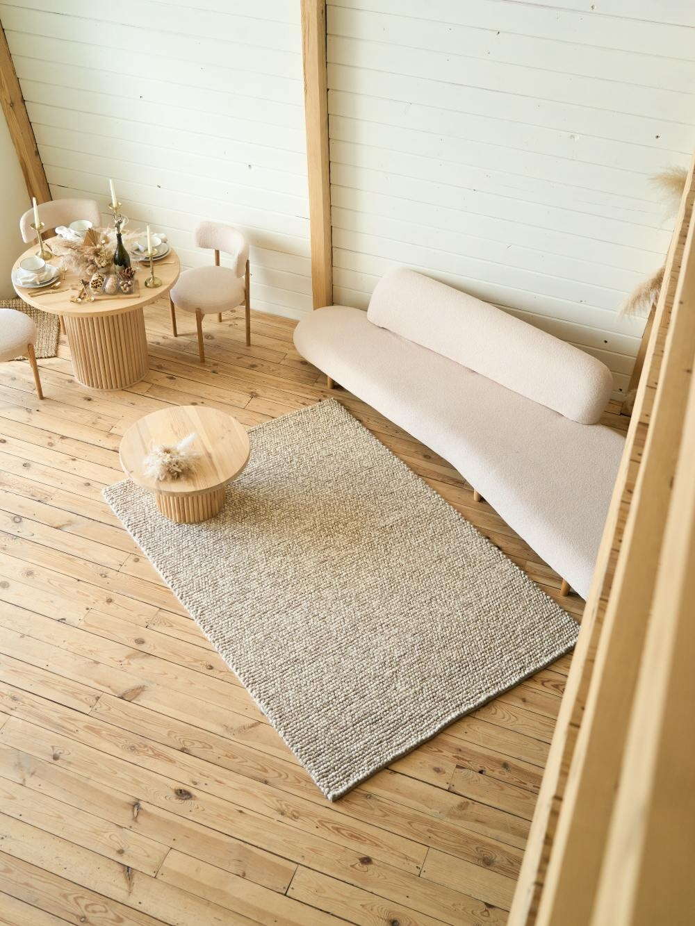 Ковер на пол Rugs Palace из материала Шерсть, Коттон, цвет: Бежевый, Молочный в интерьере