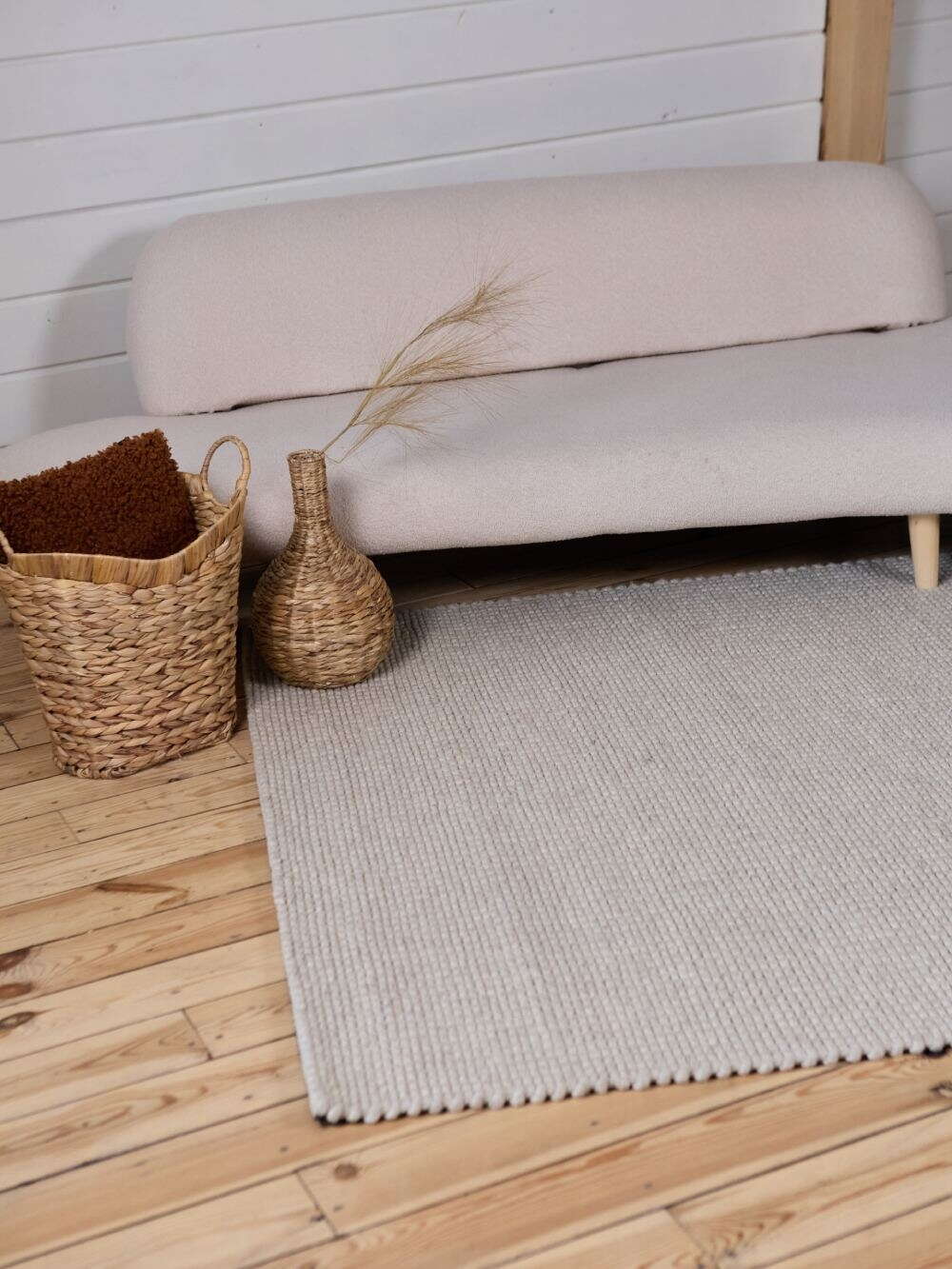Ковер на пол Rugs Palace из материала Шерсть, Коттон, цвет: Бежевый в интерьере
