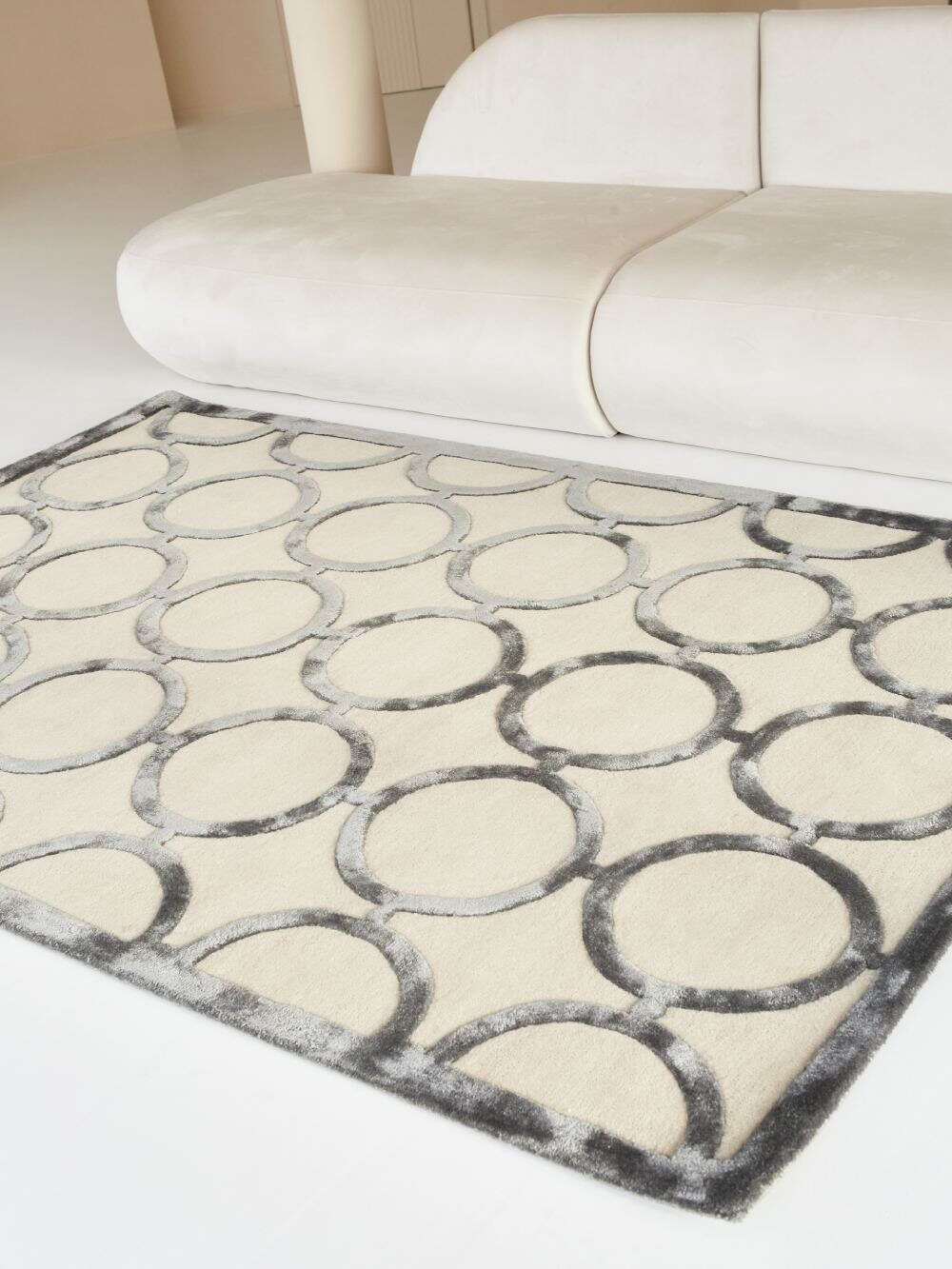 Ковер на пол Rugs Palace из материала Вискоза, Коттон, цвет: Бежевый, Серый в интерьере