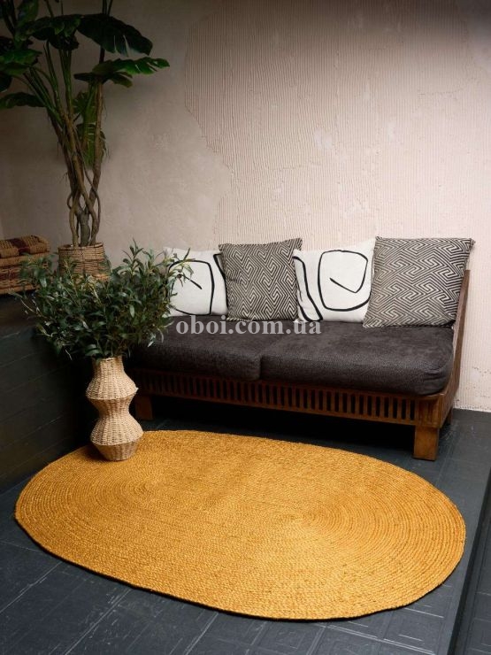 Ковер на пол Rugs Palace из материала Джут, цвет: Горчица в интерьере