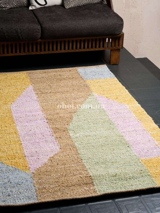 Ковер на пол Rugs Palace из материала Джут, Коттон, цвет: Зеленый, Желтый, Розовый, Голубой, Коричневый в интерьере
