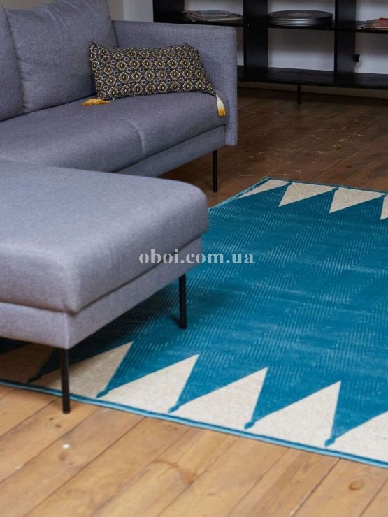 Ковер на пол Verbatex из материала Вискоза, Шерсть, цвет: Бирюзовый, Молочный в интерьере